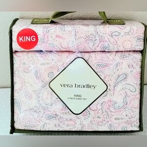 Vera Bradley KING Sheet Set 6 Piece Pink Paisley Polyester